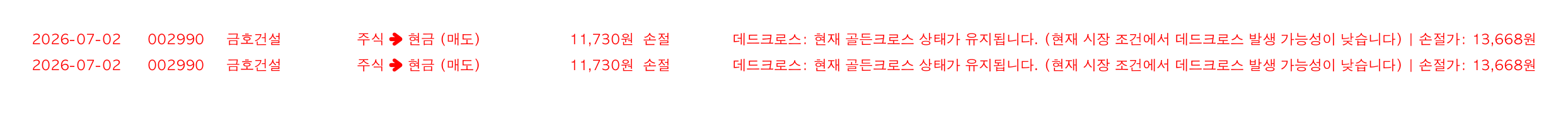 포지션 변화 알림